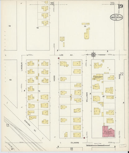Sanborn Fire Insurance Map from Waycross, Ware County, Georgia (1913), Sheet #0019 - Complete Map Set gallery image, historic Sanborn map, vintage wall art, Georgia Georgia