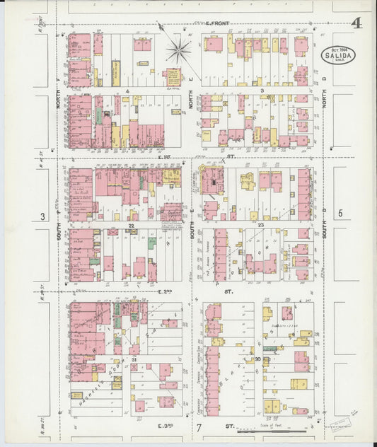 Sanborn Fire Insurance Map from Salida, Chaffee County, Colorado (1904), Sheet #0004 - Historic Sanborn Fire Insurance Map Print, vintage old map wall art, antique decor, genealogy gift, Colorado Colorado map