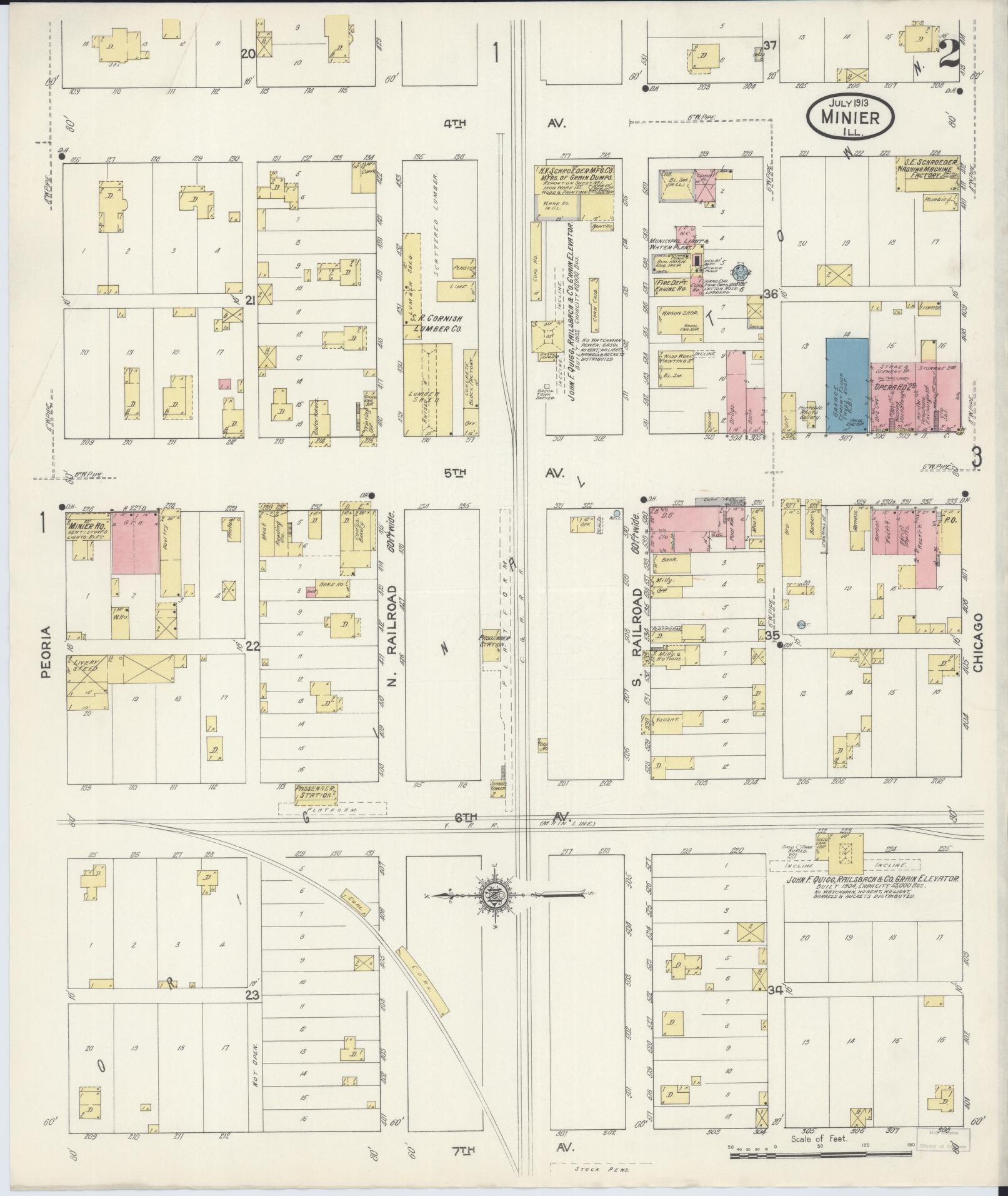 Sanborn Fire Insurance Map from Minier, Tazewell County, Illinois (1913), Sheet #0002 - Complete Map Set gallery image, historic Sanborn map, vintage wall art, Illinois Illinois