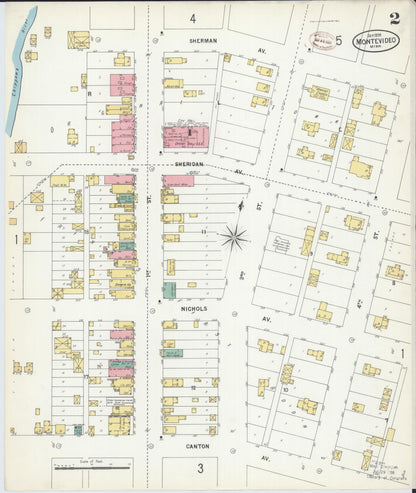 Sanborn Fire Insurance Map from Montevideo, Chippewa County, Minnesota (1899), Sheet #0002 - Complete Map Set gallery image, historic Sanborn map, vintage wall art, Minnesota Minnesota
