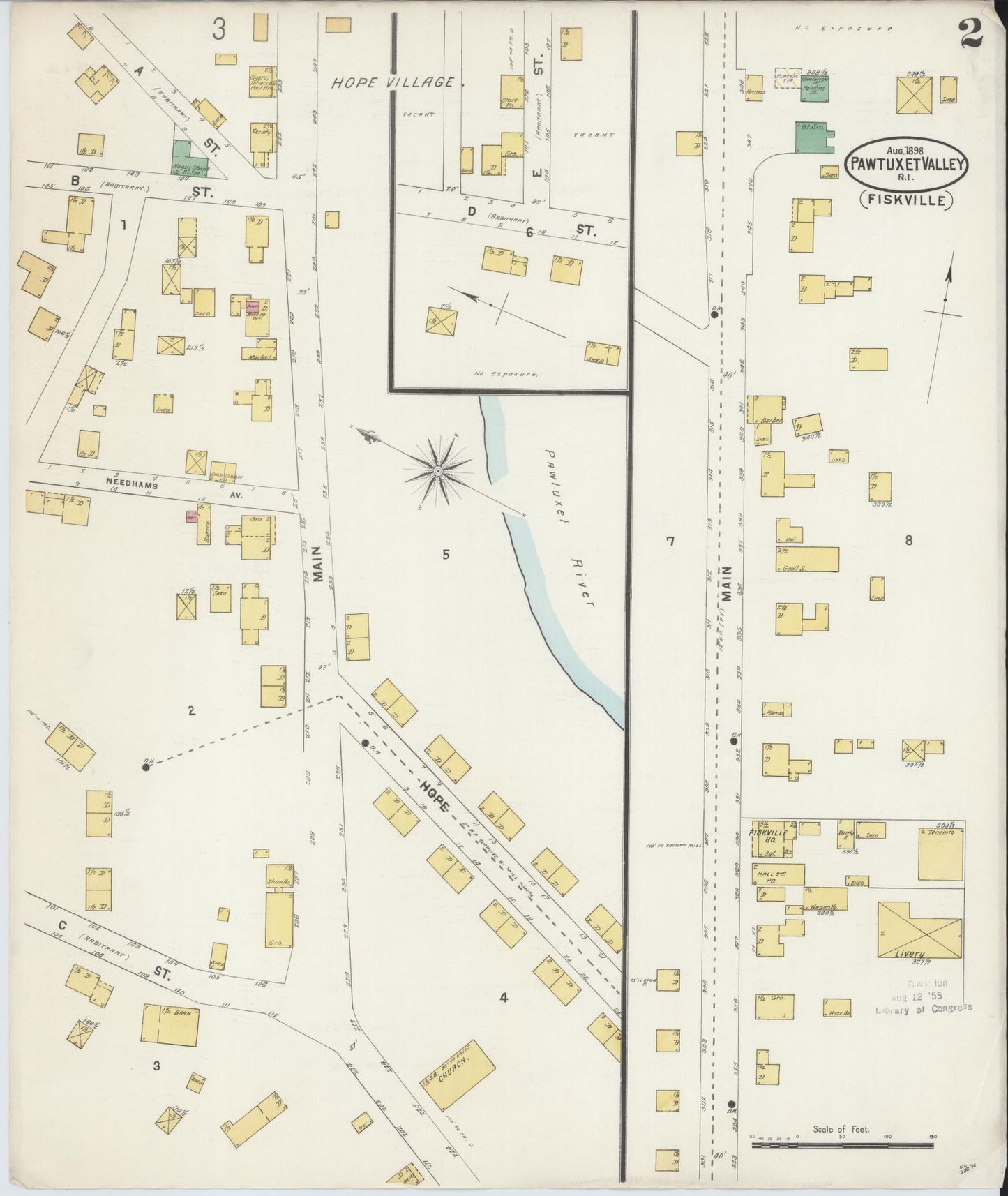 Sanborn Fire Insurance Map from Pawtuxet Valley, Kent and Providence Counties, Rhode Island (1898), Sheet #0002 - Historic Sanborn Fire Insurance Map Print, vintage old map wall art, antique decor, genealogy gift, Washington Washington map