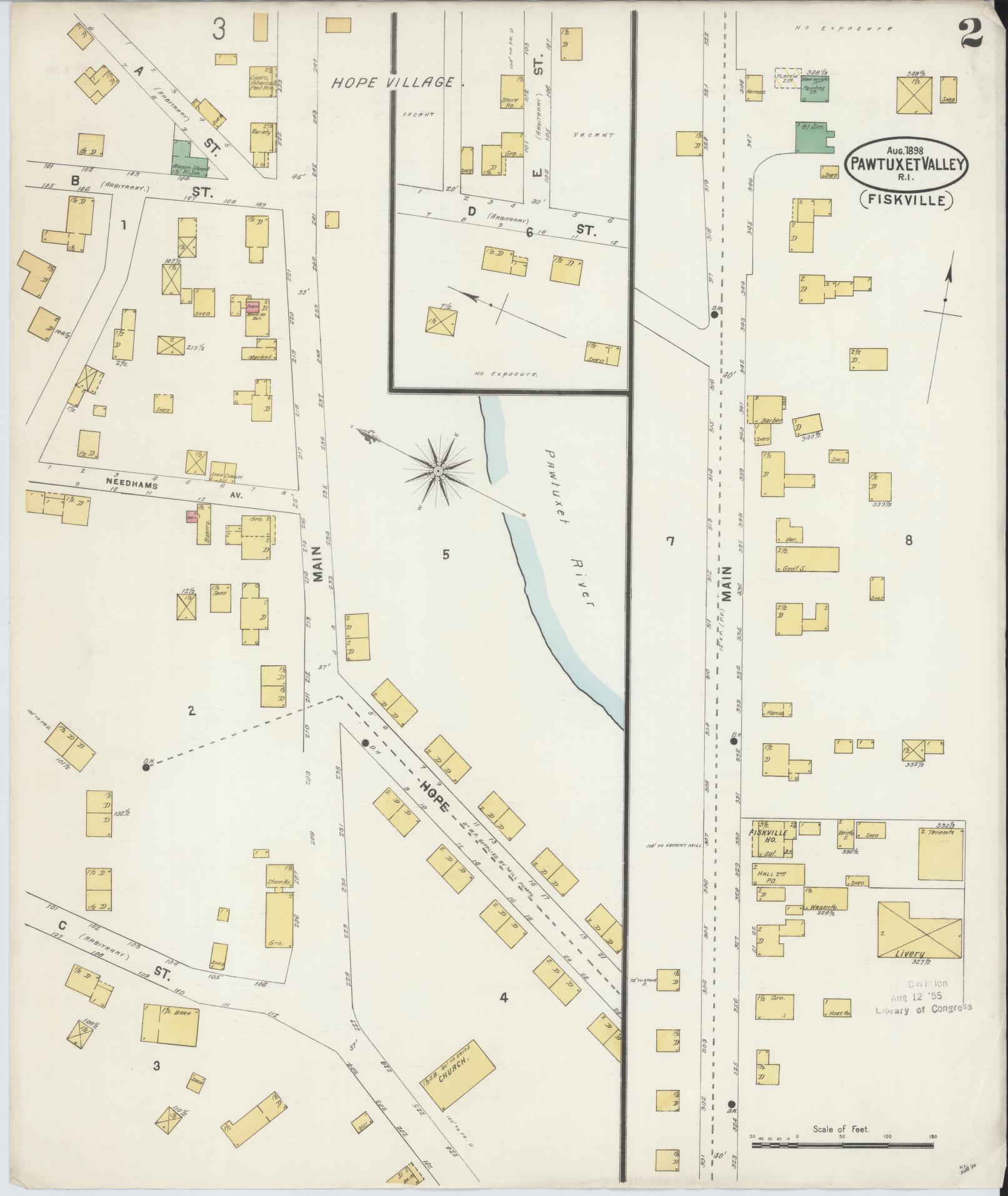 Sanborn Fire Insurance Map from Pawtuxet Valley, Kent and Providence Counties, Rhode Island (1898), Sheet #0002 - Historic Sanborn Fire Insurance Map Print, vintage old map wall art, antique decor, genealogy gift, Washington Washington map
