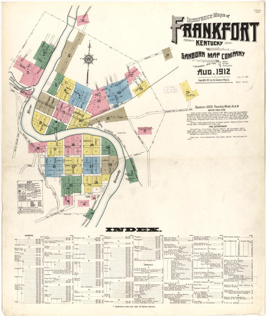 Sanborn Fire Insurance Map from Frankfort, Franklin County, Kentucky. (1912) – Historic Sanborn Fire Insurance Map Print
