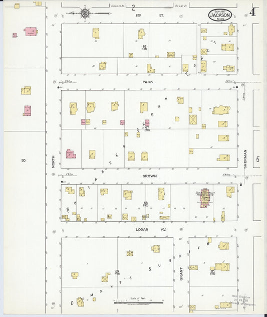 Sanborn Fire Insurance Map from Jackson, Jackson County, Minnesota (1917), Sheet #0004 - Historic Sanborn Fire Insurance Map Print, vintage old map wall art, antique decor, genealogy gift, Minnesota Minnesota map