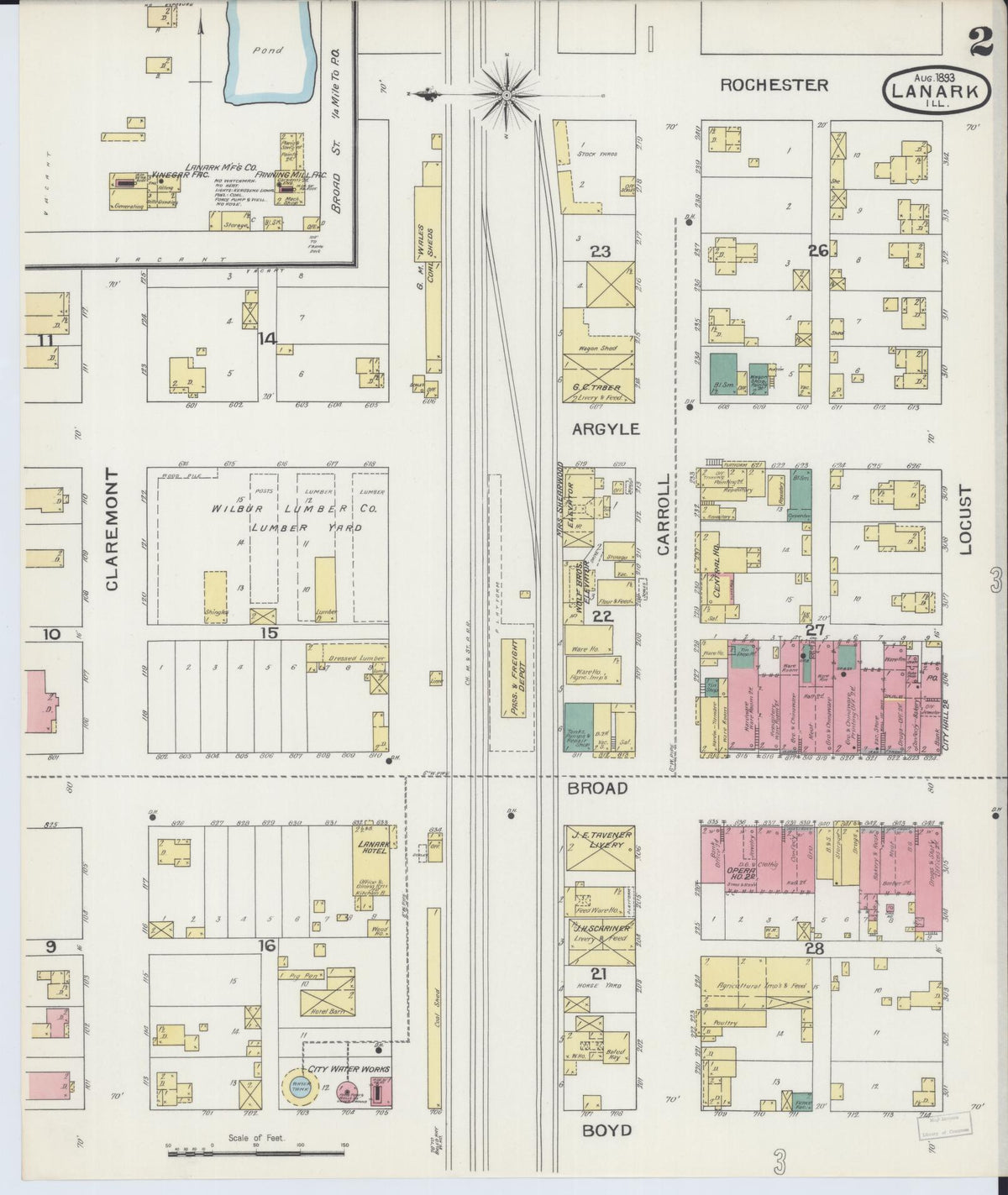 Sanborn Fire Insurance Map from Lanark, Carroll County, Illinois (1893), Sheet #0002 - Historic Sanborn Fire Insurance Map Print, vintage old map wall art, antique decor, genealogy gift, Illinois Illinois map