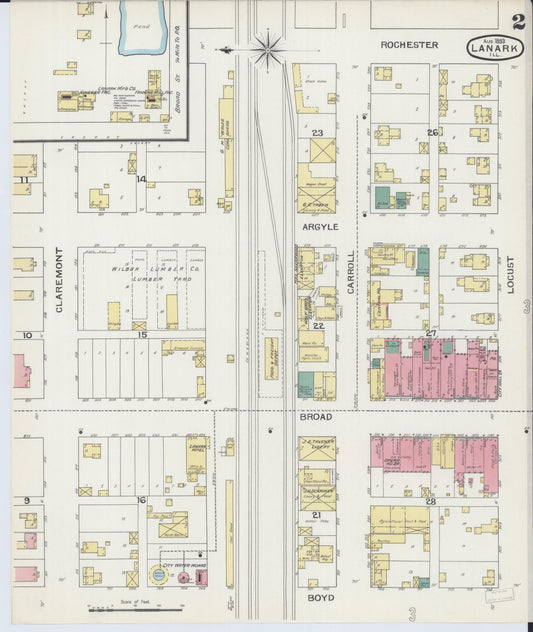 Sanborn Fire Insurance Map from Lanark, Carroll County, Illinois (1893), Sheet #0002 - Historic Sanborn Fire Insurance Map Print, vintage old map wall art, antique decor, genealogy gift, Illinois Illinois map