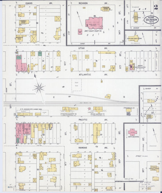 Sanborn Fire Insurance Map from Benson, Swift County, Minnesota (1899), Sheet #0002 - Historic Sanborn Fire Insurance Map Print, vintage old map wall art, antique decor, genealogy gift, Minnesota Minnesota map