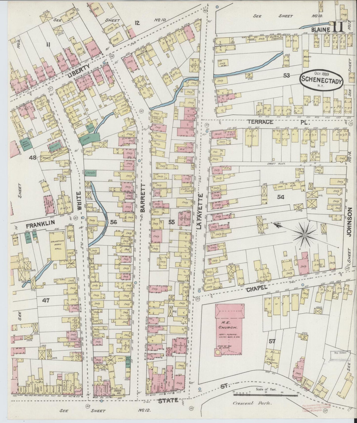 Sanborn Fire Insurance Map from Schenectady, Schenectady County, New York (1889), Sheet #0011 - Complete Map Set gallery image, historic Sanborn map, vintage wall art, New York New York