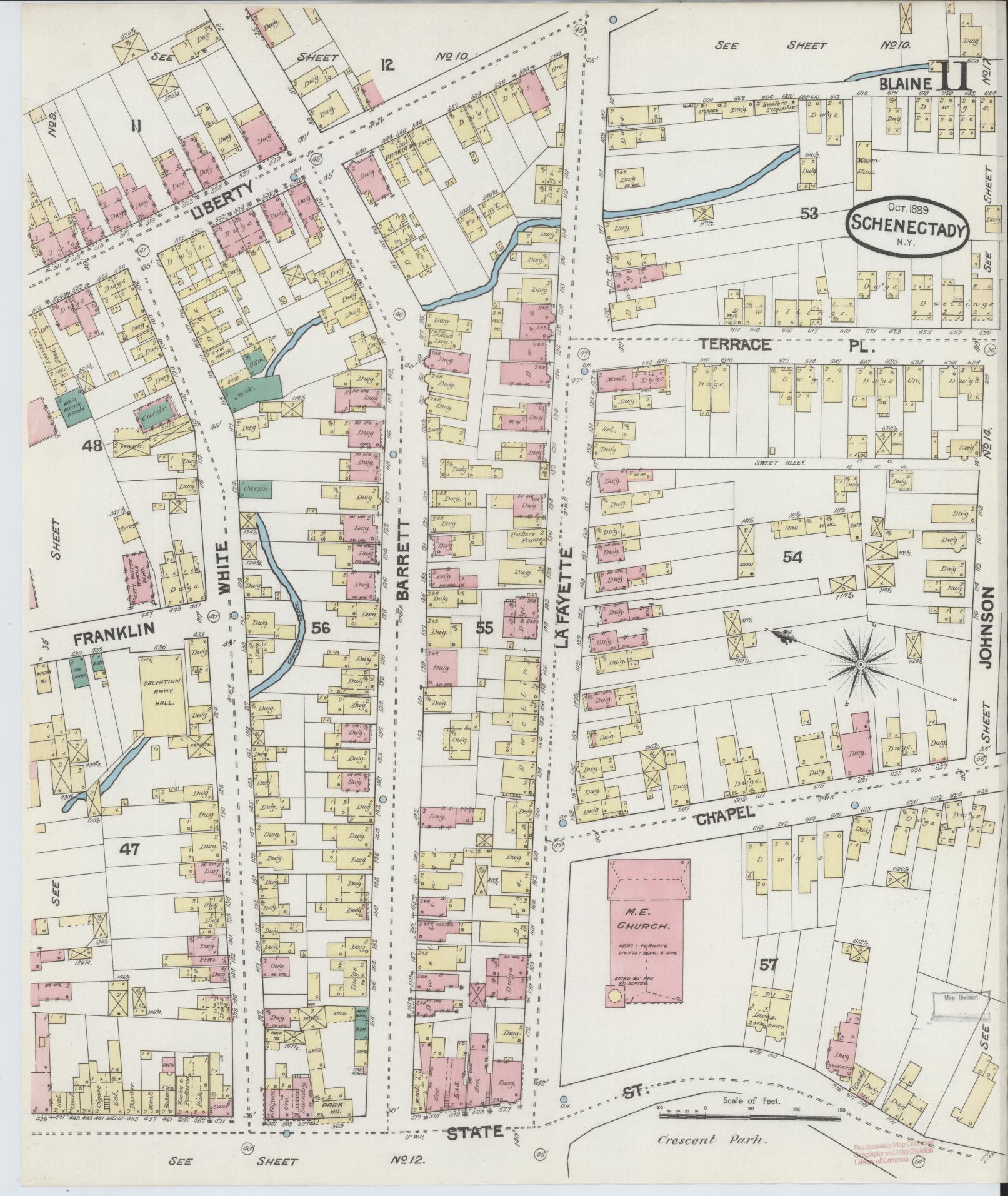 Sanborn Fire Insurance Map from Schenectady, Schenectady County, New York (1889), Sheet #0011 - Complete Map Set gallery image, historic Sanborn map, vintage wall art, New York New York