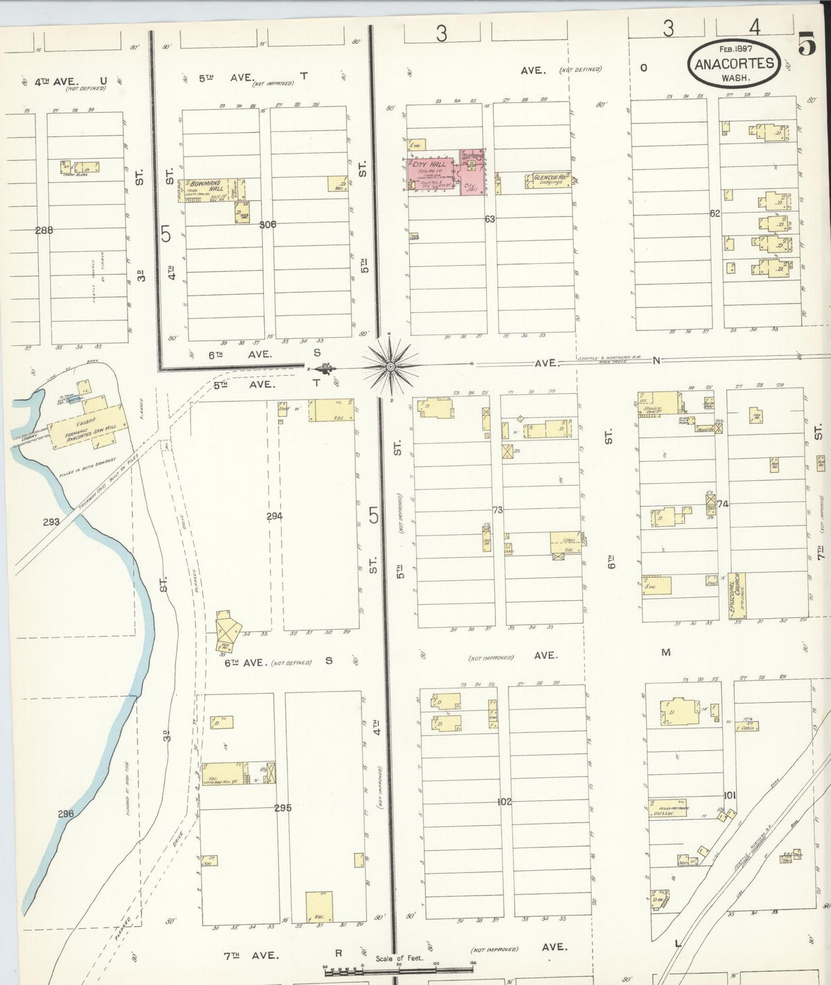 Sanborn Fire Insurance Map from Anacortes, Skagit County, Washington (1897), Sheet #0005 - Complete Map Set gallery image, historic Sanborn map, vintage wall art, Washington Washington