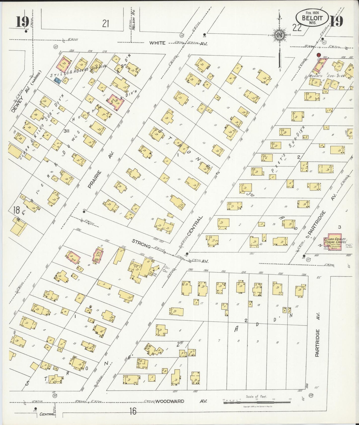 Sanborn Fire Insurance Map from Beloit, Rock County, Wisconsin (1926), Sheet #0019 - Complete Map Set gallery image, historic Sanborn map, vintage wall art, Wisconsin Wisconsin