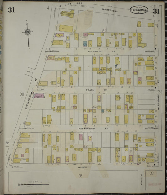 Sanborn Fire Insurance Map from Lackawanna, Erie County, New York (1950), Sheet #0031 - Historic Sanborn Fire Insurance Map Print, vintage old map wall art, antique decor, genealogy gift, New York New York map