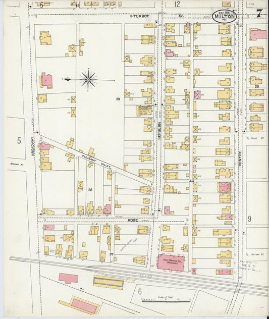 Sanborn Fire Insurance Map from Milton, Northumberland County, Pennsylvania (1906), Sheet #0007 - Historic Sanborn Fire Insurance Map Print, vintage old map wall art, antique decor, genealogy gift, Pennsylvania Pennsylvania map
