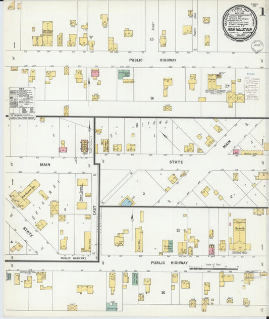 Sanborn Fire Insurance Map from New Holstein, Calumet County, Wisconsin (1900), Sheet #0001 - Historic Sanborn Fire Insurance Map Print, vintage old map wall art, antique decor, genealogy gift, Wisconsin Wisconsin map