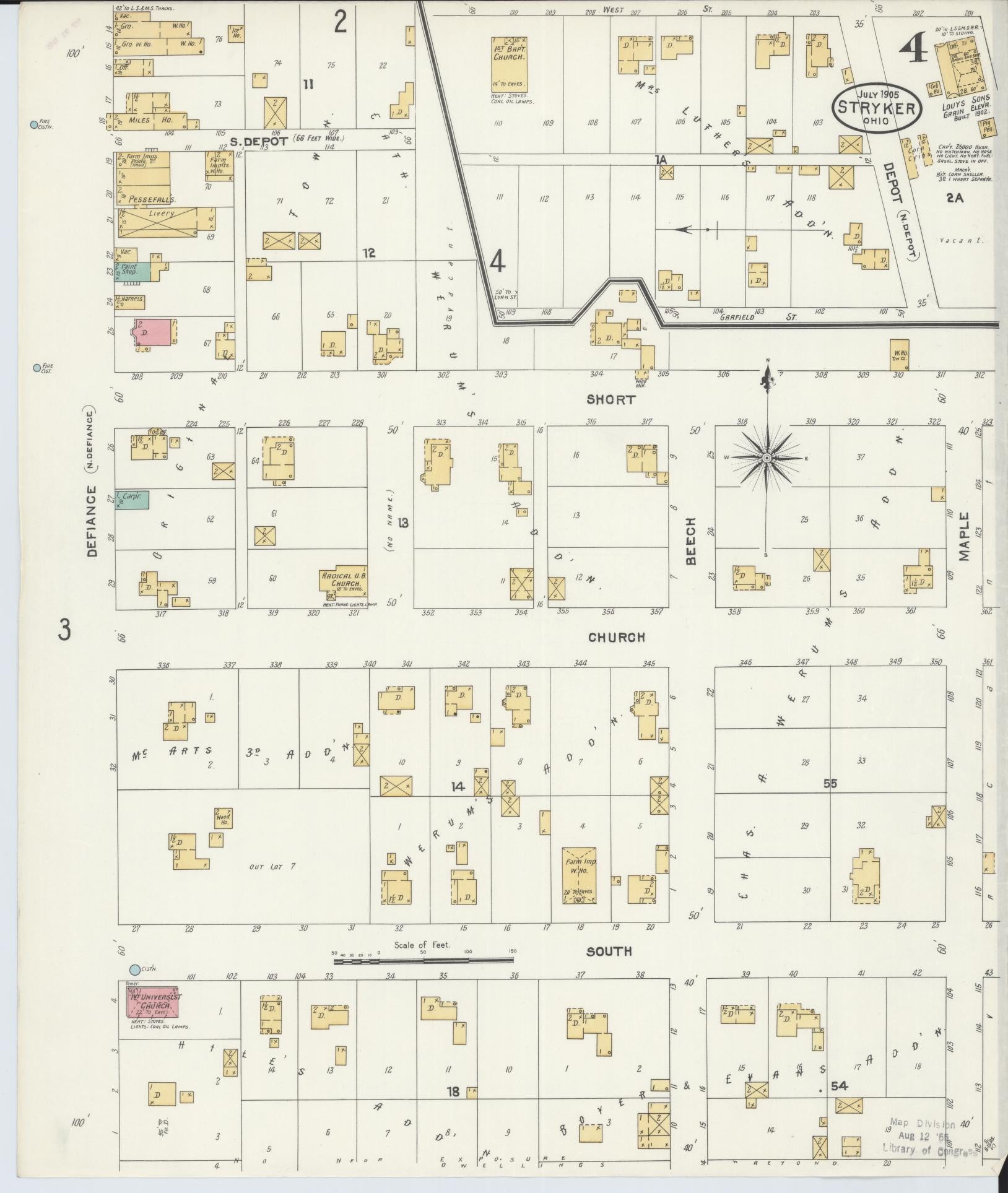 Sanborn Fire Insurance Map from Stryker, Williams County, Ohio (1905), Sheet #0004 - Complete Map Set gallery image, historic Sanborn map, vintage wall art, Ohio Ohio