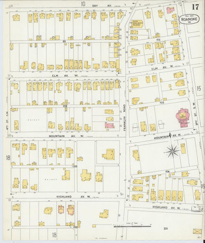 Sanborn Fire Insurance Map from Roanoke, Independent Cities, Virginia (1903), Sheet #0017 - Complete Map Set gallery image, historic Sanborn map, vintage wall art, Virginia Virginia