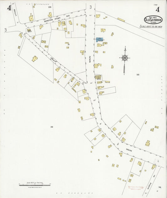 Sanborn Fire Insurance Map from Old Saybrook, Middlesex County, Connecticut (1923), Sheet #0004 - Historic Sanborn Fire Insurance Map Print, vintage old map wall art, antique decor, genealogy gift, Connecticut Connecticut map