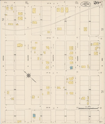 Sanborn Fire Insurance Map from Lewistown, Fergus County, Montana (1916), Sheet #0020 - Complete Map Set gallery image, historic Sanborn map, vintage wall art, Montana Montana