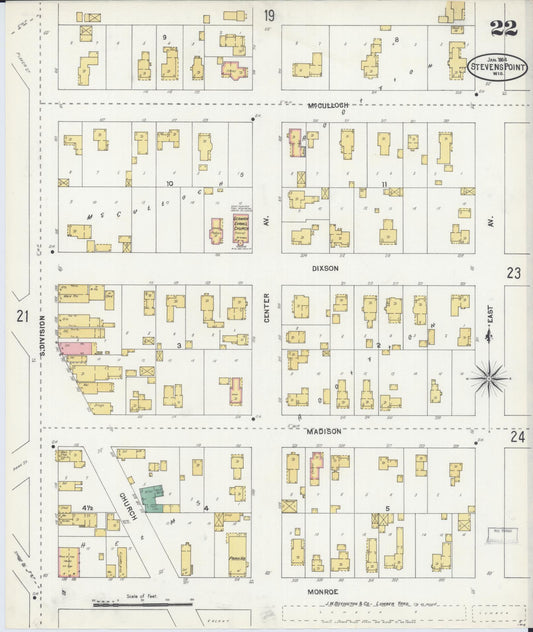 Sanborn Fire Insurance Map from Stevens Point, Portage County, Wisconsin (1904), Sheet #0022 - Historic Sanborn Fire Insurance Map Print, vintage old map wall art, antique decor, genealogy gift, Wisconsin Wisconsin map