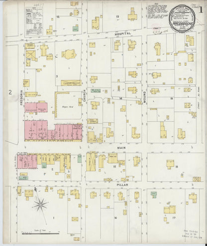Sanborn Fire Insurance Map from Nacogdoches, Nacogdoches County, Texas (1896), Sheet #0001 - Complete Map Set gallery image, historic Sanborn map, vintage wall art, Texas Texas