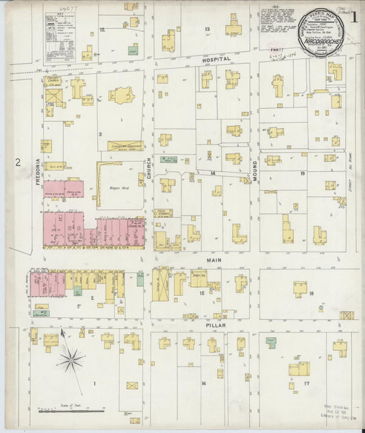 Sanborn Fire Insurance Map from Nacogdoches, Nacogdoches County, Texas (1896), Sheet #0001 - Complete Map Set gallery image, historic Sanborn map, vintage wall art, Texas Texas