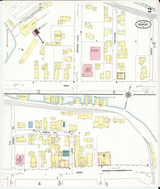 Sanborn Fire Insurance Map from Newport, Orleans County, Vermont (1909), Sheet #0002 - Historic Sanborn Fire Insurance Map Print, vintage old map wall art, antique decor, genealogy gift, Vermont Vermont map