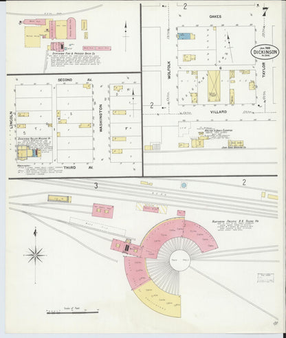 Sanborn Fire Insurance Map from Dickinson, Stark County, North Dakota (1908), Sheet #0007 - Complete Map Set gallery image, historic Sanborn map, vintage wall art, North Dakota North Dakota