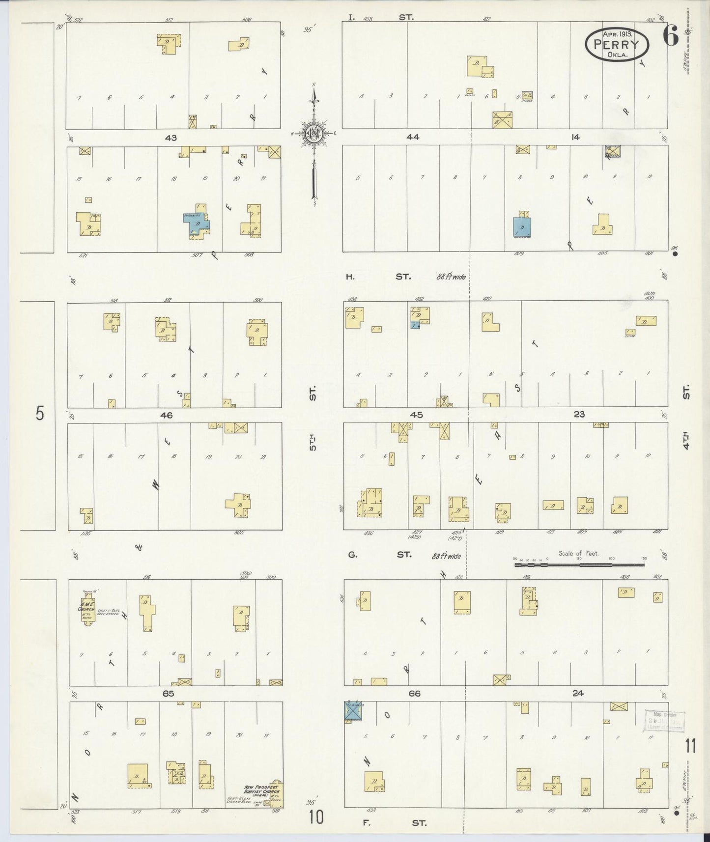Sanborn Fire Insurance Map from Perry, Noble County, Oklahoma (1913), Sheet #0006 - Complete Map Set gallery image, historic Sanborn map, vintage wall art, Oklahoma Oklahoma