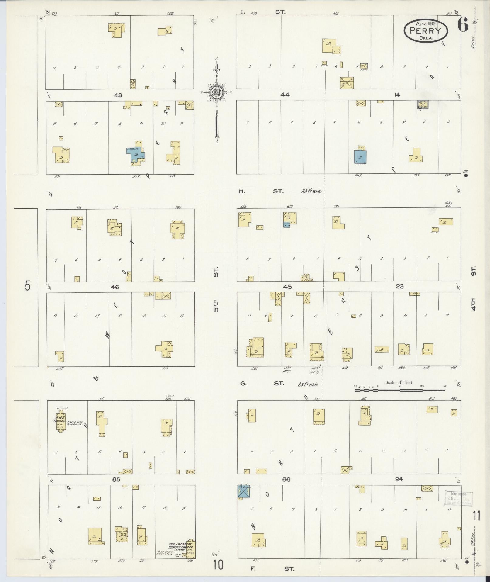 Sanborn Fire Insurance Map from Perry, Noble County, Oklahoma (1913), Sheet #0006 - Complete Map Set gallery image, historic Sanborn map, vintage wall art, Oklahoma Oklahoma