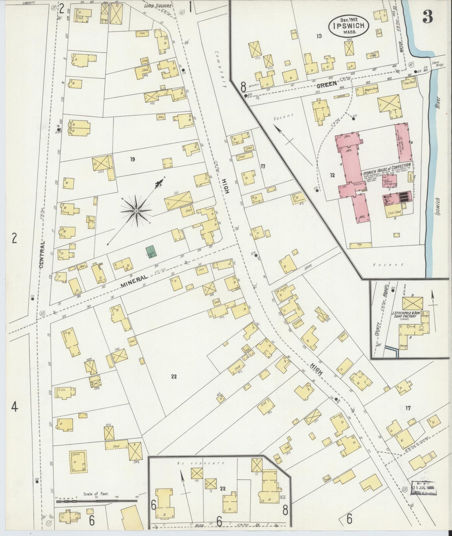 Sanborn Fire Insurance Map from Ipswich, Essex County, Massachusetts (1902), Sheet #0003 - Complete Map Set gallery image, historic Sanborn map, vintage wall art, Massachusetts Massachusetts