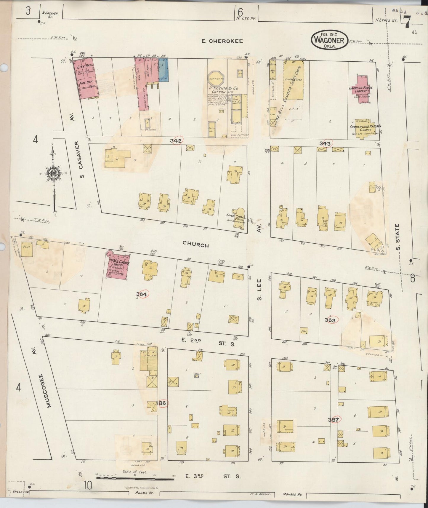 Sanborn Fire Insurance Map from Wagoner, Wagoner County, Oklahoma (1932), Sheet #0007 - Complete Map Set gallery image, historic Sanborn map, vintage wall art, Oklahoma Oklahoma