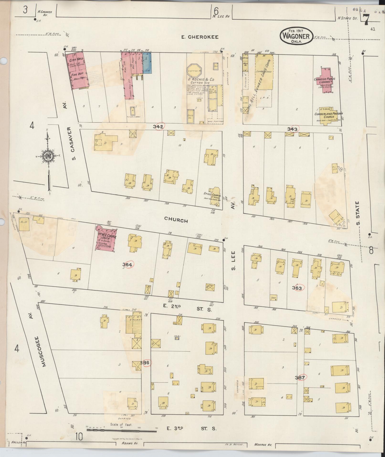 Sanborn Fire Insurance Map from Wagoner, Wagoner County, Oklahoma (1932), Sheet #0007 - Complete Map Set gallery image, historic Sanborn map, vintage wall art, Oklahoma Oklahoma