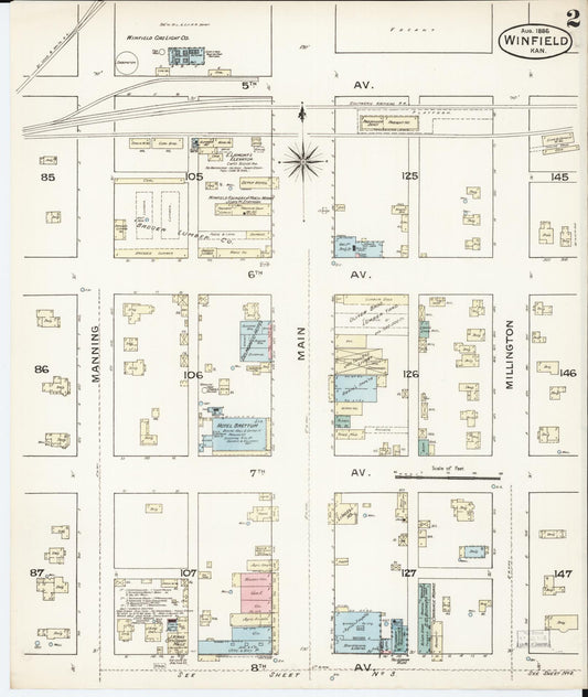 Sanborn Fire Insurance Map from Winfield, Cowley County, Kansas (1886), Sheet #0002 - Historic Sanborn Fire Insurance Map Print, vintage old map wall art, antique decor, genealogy gift, Kansas Kansas map