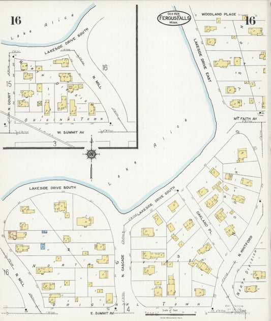 Sanborn Fire Insurance Map from Fergus Falls, Otter Tail County, Minnesota (1924), Sheet #0016 - Historic Sanborn Fire Insurance Map Print, vintage old map wall art, antique decor, genealogy gift, Minnesota Minnesota map