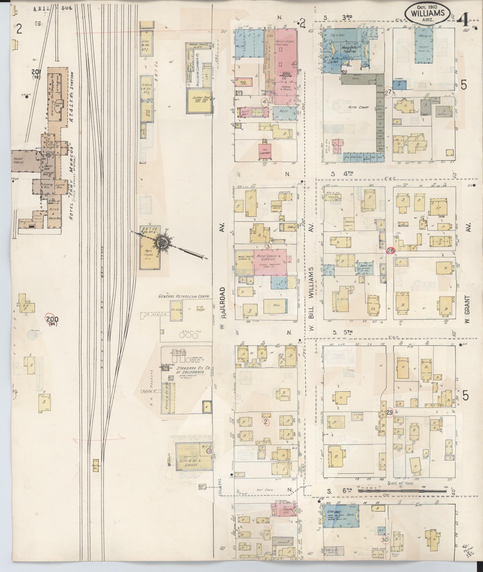 Sanborn Fire Insurance Map from Williams, Coconino County, Arizona (1948), Sheet #0004 - Complete Map Set gallery image, historic Sanborn map, vintage wall art, Arizona Arizona