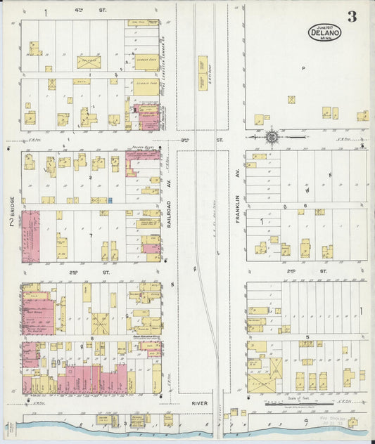 Sanborn Fire Insurance Map from Delano, Wright County, Minnesota (1917), Sheet #0003 - Historic Sanborn Fire Insurance Map Print, vintage old map wall art, antique decor, genealogy gift, Minnesota Minnesota map