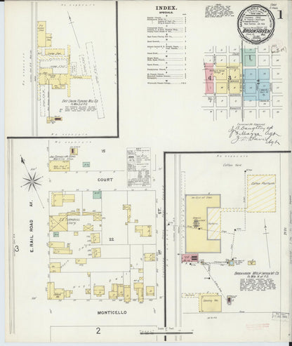 Sanborn Fire Insurance Map from Brookhaven, Lincoln County, Mississippi (1896), Sheet #0001 - Complete Map Set gallery image, historic Sanborn map, vintage wall art, Mississippi Mississippi