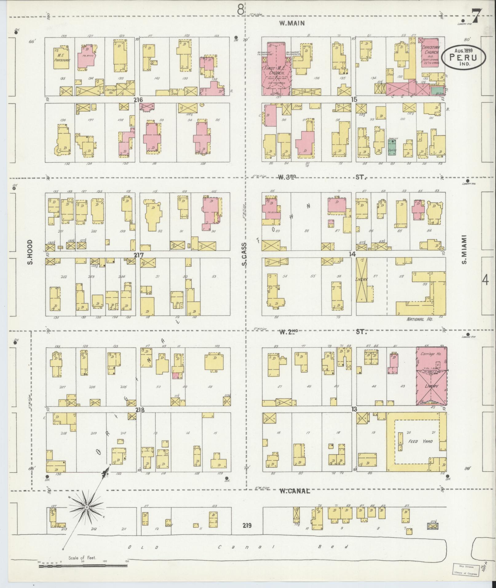 Sanborn Fire Insurance Map from Peru, Miami County, Indiana (1899), Sheet #0007 - Historic Sanborn Fire Insurance Map Print, vintage old map wall art, antique decor, genealogy gift, Indiana Indiana map
