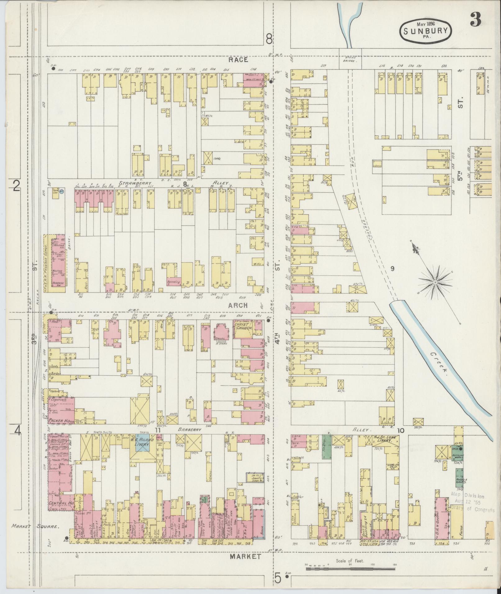 Sanborn Fire Insurance Map from Sunbury, Northumberland County, Pennsylvania (1896), Sheet #0003 - Complete Map Set gallery image, historic Sanborn map, vintage wall art, Pennsylvania Pennsylvania
