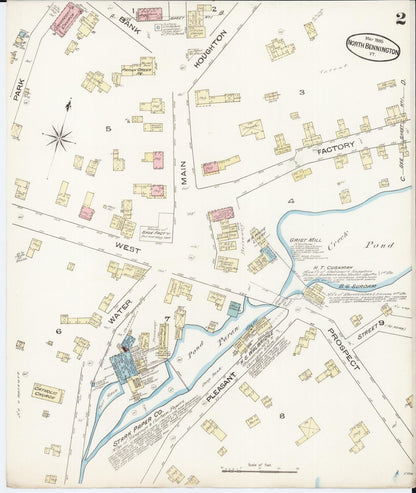 Sanborn Fire Insurance Map from North Bennington, Bennington County, Vermont (1885), Sheet #0002 - Complete Map Set gallery image, historic Sanborn map, vintage wall art, Vermont Vermont
