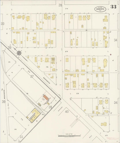 Sanborn Fire Insurance Map from Modesto, Stanislaus County, California (1919), Sheet #0033 - Complete Map Set gallery image, historic Sanborn map, vintage wall art, California California