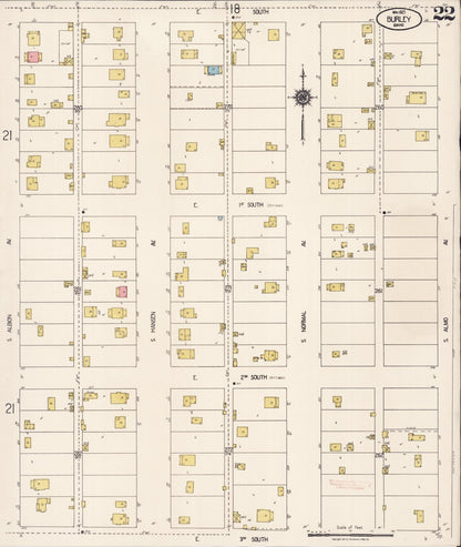 Sanborn Fire Insurance Map from Burley, Cassia County, Idaho (1921), Sheet #0022 - Complete Map Set gallery image, historic Sanborn map, vintage wall art, Idaho Idaho