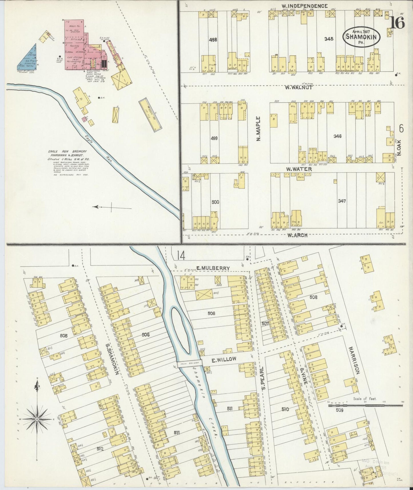 Sanborn Fire Insurance Map from Shamokin, Northumberland County, Pennsylvania (1907), Sheet #0016 - Complete Map Set gallery image, historic Sanborn map, vintage wall art, Pennsylvania Pennsylvania