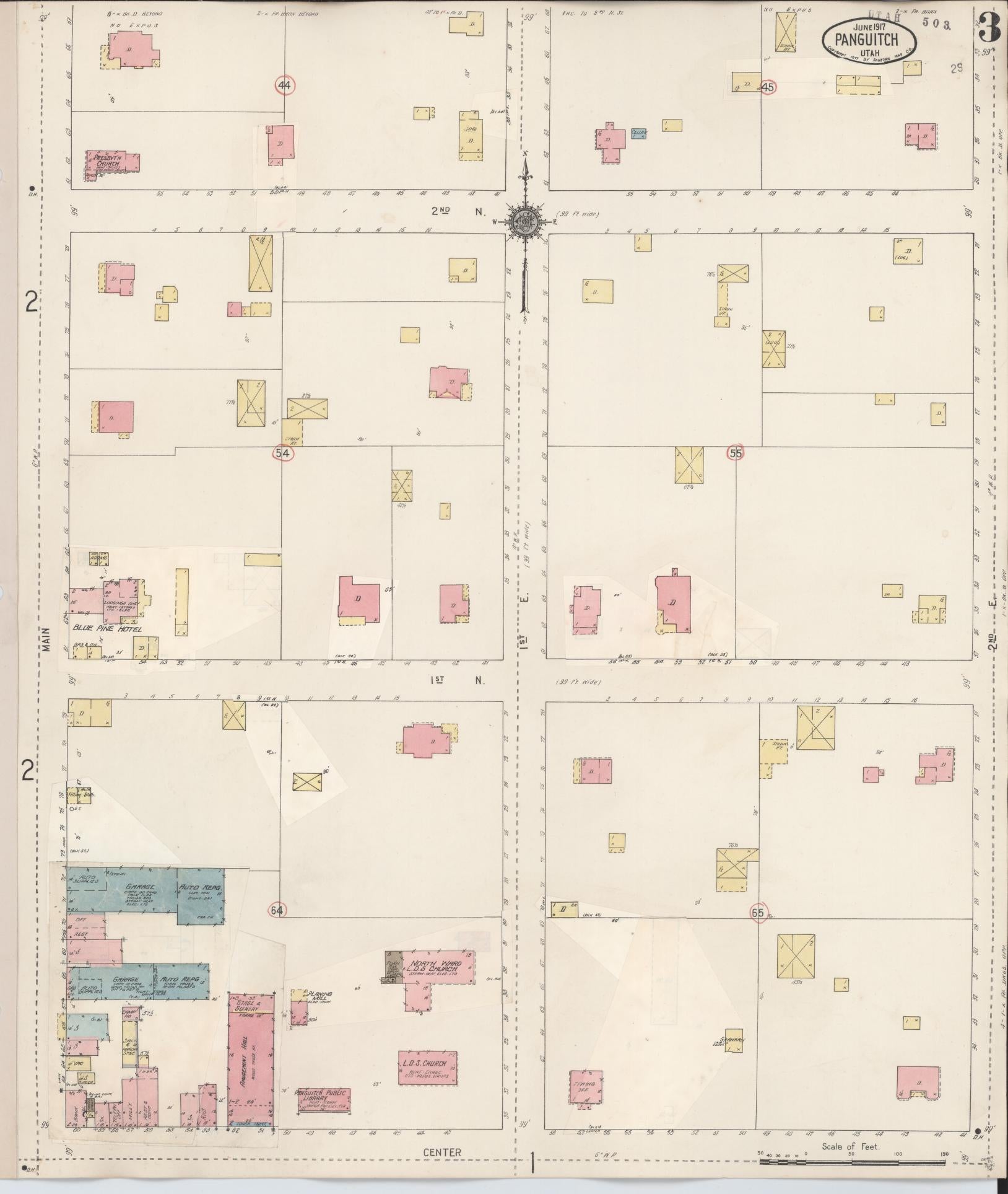 Sanborn Fire Insurance Map from Panguitch, Garfield County, Utah (1931), Sheet #0003 - Complete Map Set gallery image, historic Sanborn map, vintage wall art, Utah Utah