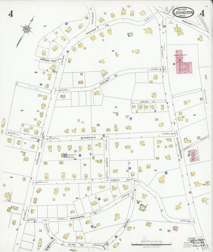 Sanborn Fire Insurance Map from Lexington, Middlesex County, Massachusetts (1927), Sheet #0004 - Complete Map Set gallery image, historic Sanborn map, vintage wall art, Massachusetts Massachusetts