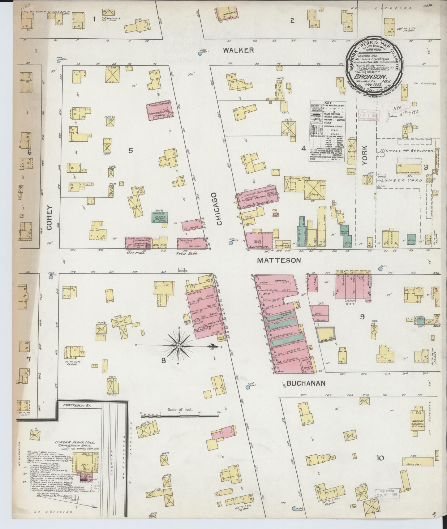 Sanborn Fire Insurance Map from Bronson, Branch County, Michigan. (1892) – Historic Sanborn Fire Insurance Map Print