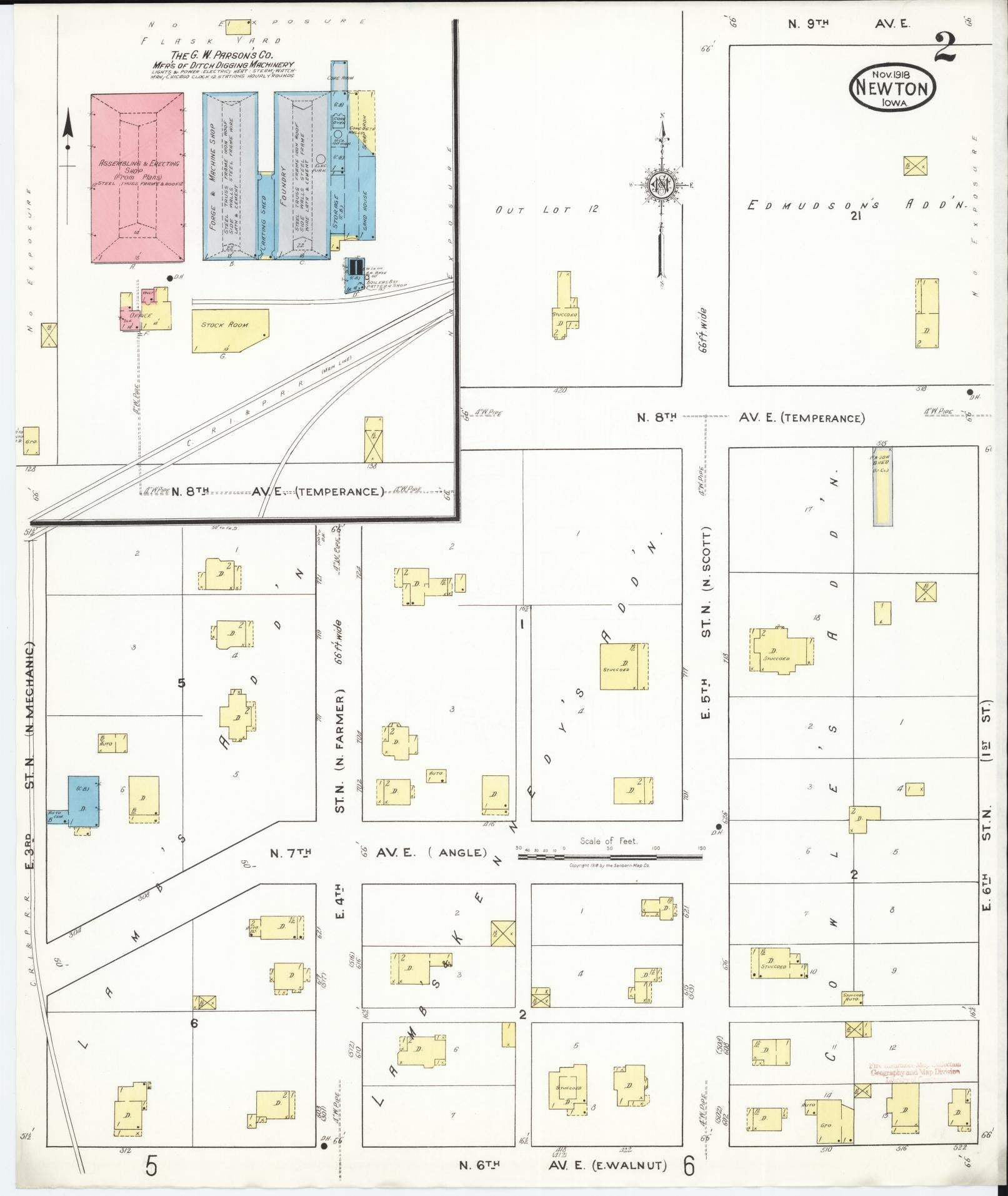 Sanborn Fire Insurance Map from Newton, Jasper County, Iowa (1918), Sheet #0002 - Historic Sanborn Fire Insurance Map Print