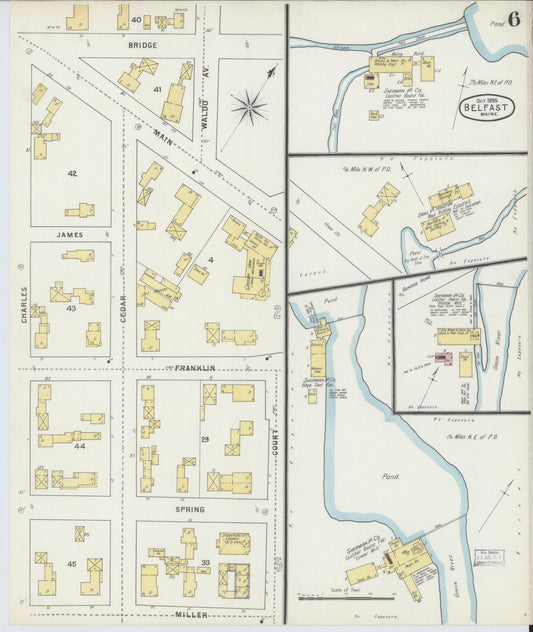 Sanborn Fire Insurance Map from Belfast, Waldo County, Maine (1895), Sheet #0006 - Historic Sanborn Fire Insurance Map Print, vintage old map wall art, antique decor, genealogy gift, Maine Maine map