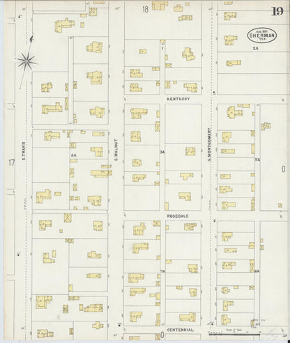 Sanborn Fire Insurance Map from Sherman, Grayson County, Texas (1897), Sheet #0019 - Historic Sanborn Fire Insurance Map Print, vintage old map wall art, antique decor, genealogy gift, Texas Texas map