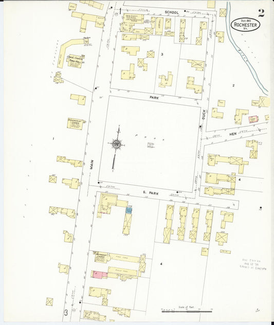 Sanborn Fire Insurance Map from Rochester, Windsor County, Vermont (1910), Sheet #0002 - Historic Sanborn Fire Insurance Map Print, vintage old map wall art, antique decor, genealogy gift, Vermont Vermont map